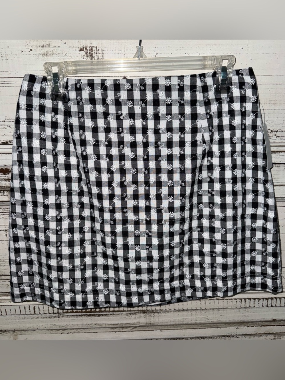 Petal & Pup Black and White Gingham Daisy Mini Skirt